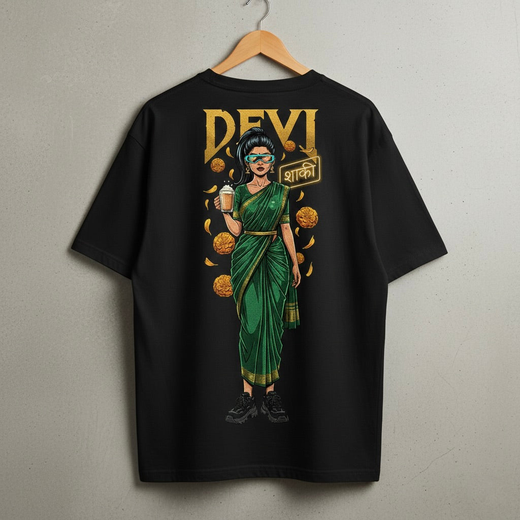 "DEVI" Neon Desi Oversized Tee